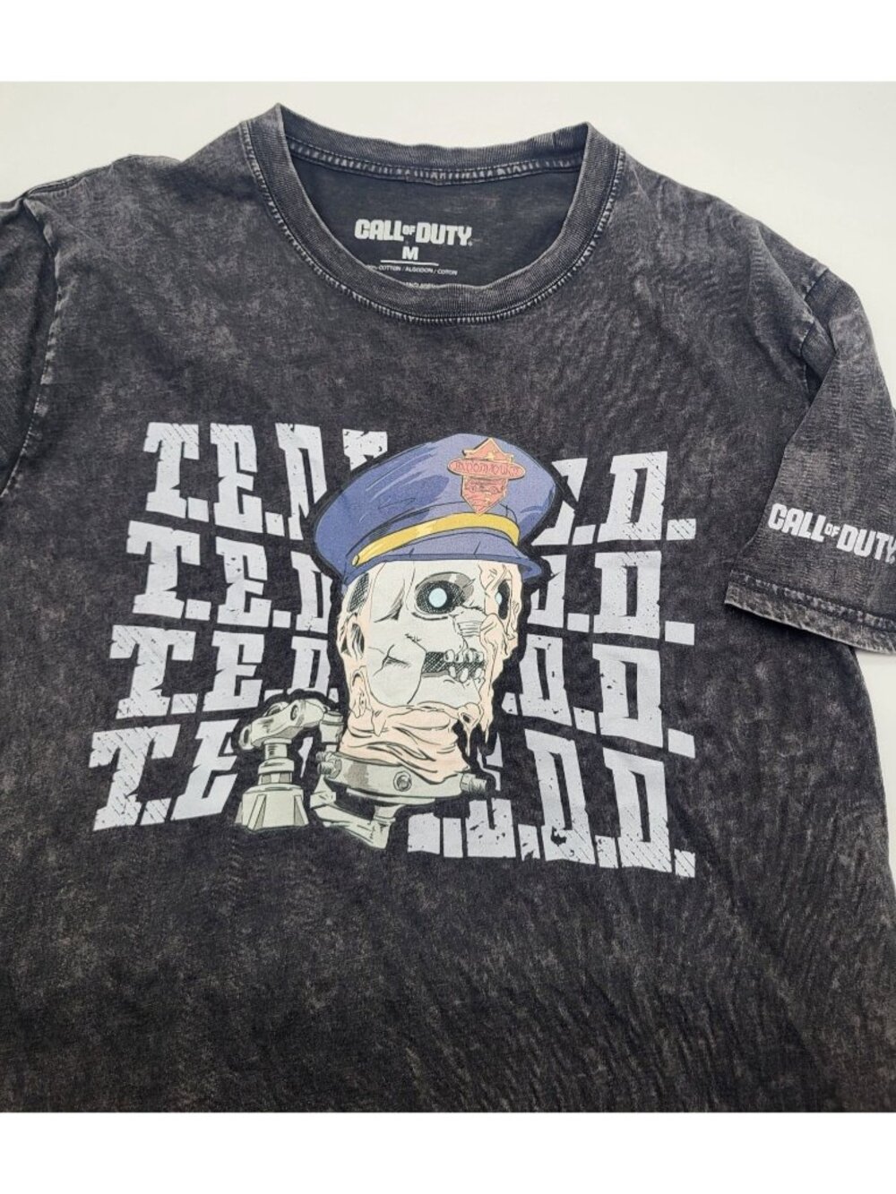 Call of Duty Black Ops 7 Zombies T.E.D.D. Repeat Washed Black Graphic T-Shirt M